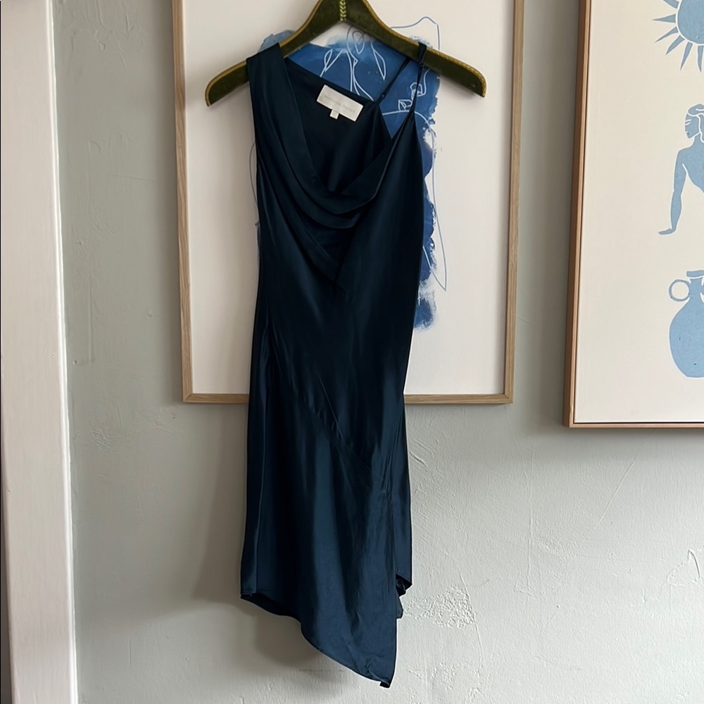 Michelle Mason silk Chic Asymmetrical Blue Dress